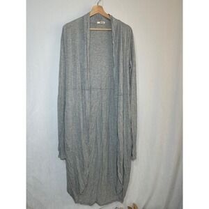 LA Made Womens Heather Gray Longline Open Front Duster Cardigan Sweater Medium